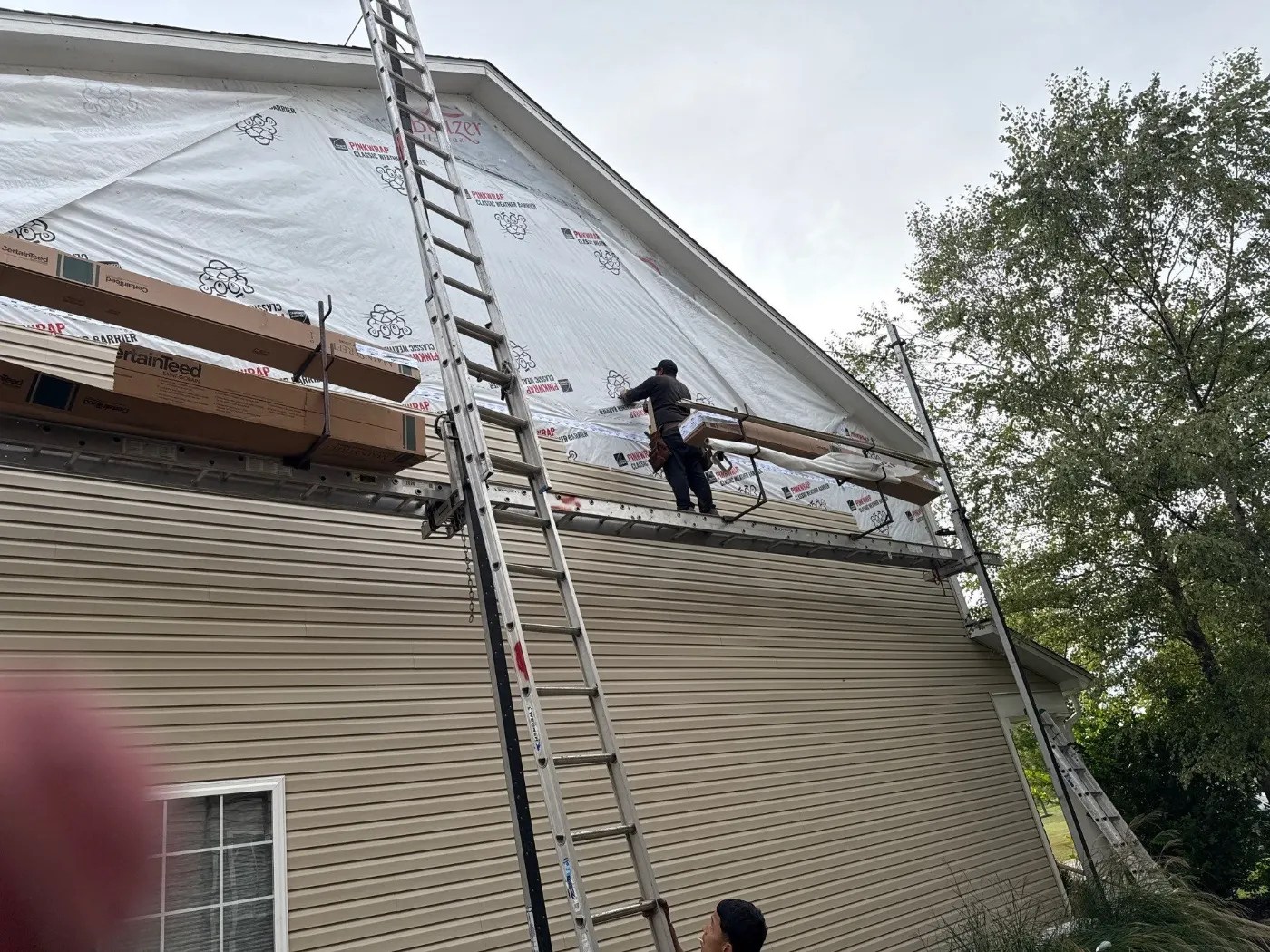 Storm damage documentation on a Sandstone Lakes commercial building